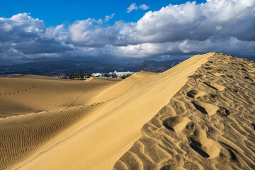 Maspalomas Sand Dunes on the south coast of the island of Gran Canaria, Canary Islands, Spain