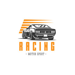 Racing illustration. Car emblem.