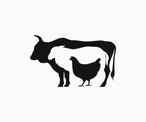 Cow, Lamb, Chicken Vector. Animal stencil, Farm animals. Stacked Cow, Lamb, Chicken Vector.