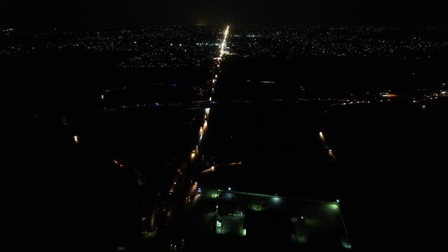 Great Night Flight Aerial view of Kala Shah Kako Punjab Pakistan