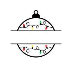 Obraz premium New Year and Christmas blank for text in the form of Christmas ball and New Year's lights. Vector illustration EPS 10