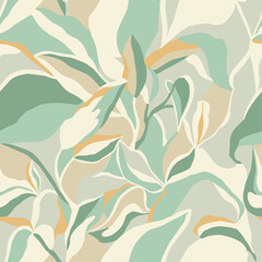 Vector abstract leaf and modern shapes drawing illustration seamless repeat pattern fashion and home decor print fabric digital artwork
