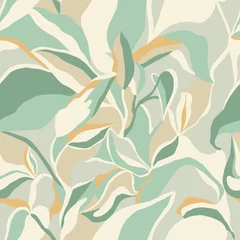 Kissenbezug Vector abstract leaf and modern shapes drawing illustration seamless repeat pattern fashion and home decor print fabric digital artwork © Claramh