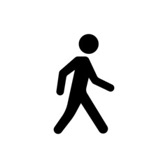 Walking man black icon isolated. Pedestrian symbol. Get to your destination on foot concept. Vector EPS 10