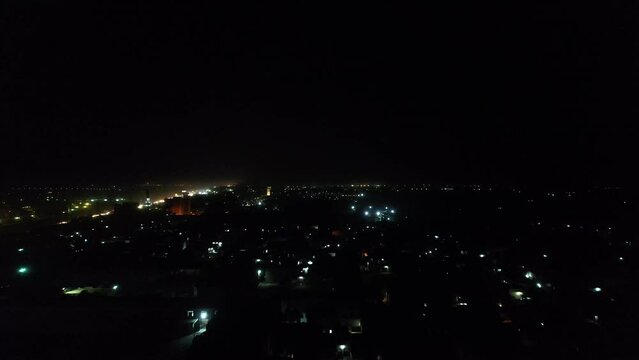 Great Night Flight Aerial view of Kala Shah Kako Punjab Pakistan
