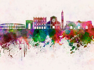 Verona skyline in watercolor background