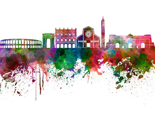 Verona skyline in watercolor background