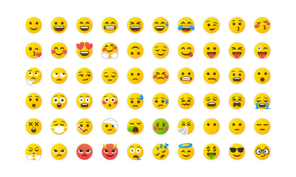 Emoji smile set. Colorful emoticon set isolated on white background. Vector illustration EPS 10