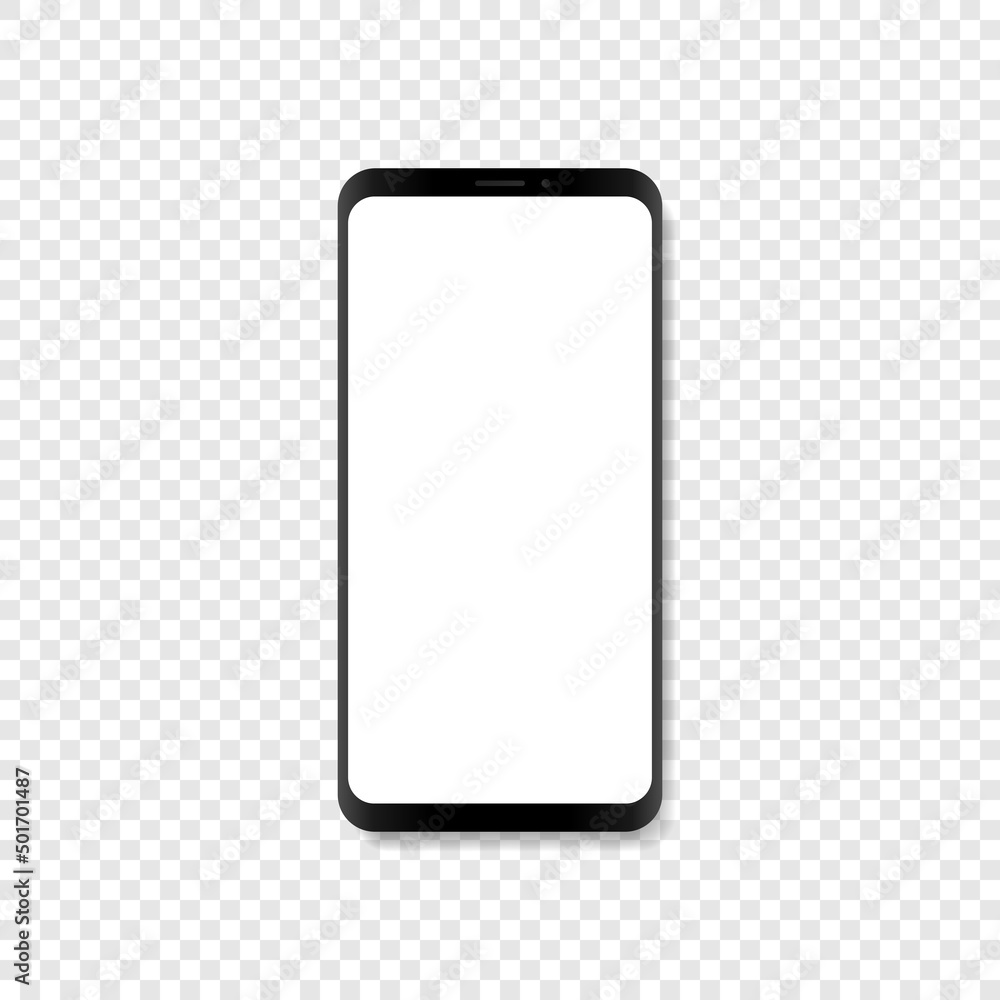 Poster realistic trendy smartphone with blank white screen. mockup phone for visual ui app demonstration. v