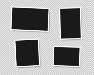 Set of template photo frames with shadow on transparent background. Vector illustration EPS 10