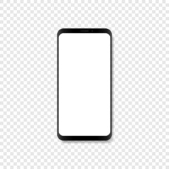 Realistic trendy smartphone with blank white screen. Mockup phone for visual ui app demonstration. Vector EPS 10