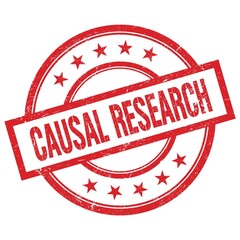 CAUSAL RESEARCH text written on red vintage round stamp.