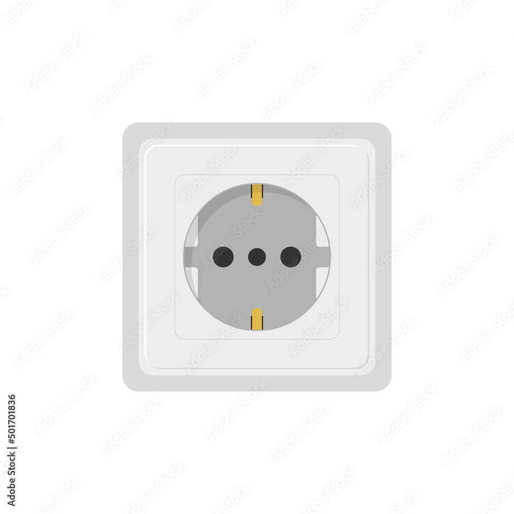 Poster power socket flat illustration. eu 220v type power socket isolated on white background. vector eps 1