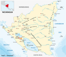 Vector map of the Central American state of Nicaragua