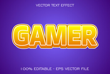 gamer text effect with orange and purple color for logo.