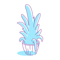 Flowerpot with succulent plant semi flat color vector object. Full sized item on white. Houseplant. Aloe vera leaves in pot. Simple cartoon style illustration for web graphic design and animation