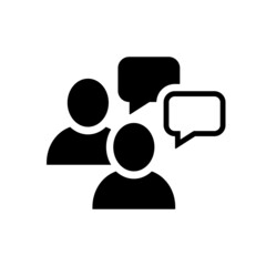 Speak or chat black vector icon. Two people with speech bubbles. Dialog symbol. Vector EPS 10