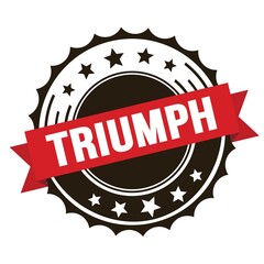 TRIUMPH text on red brown ribbon stamp.