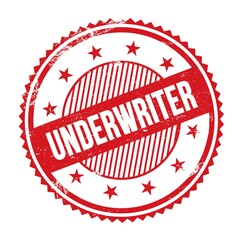 UNDERWRITER text written on red grungy round stamp.
