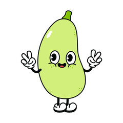 Cute funny vegetable marrow waving hand character. Vector hand drawn traditional cartoon vintage, retro, kawaii character illustration icon. Isolated on white background. Vegetable marrow character