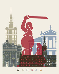  Warsaw skyline poster - obrazy, fototapety, plakaty