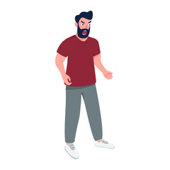 Bearded man screaming in anger semi flat color vector character. Aggression. Posing figure. Full body person on white. Simple cartoon style illustration for web graphic design and animation