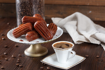 Tulumba Dessert served with Turkish coffee