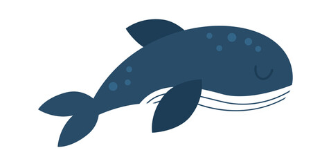 Cute whale Childish Cartoon Animal. Vector illustration