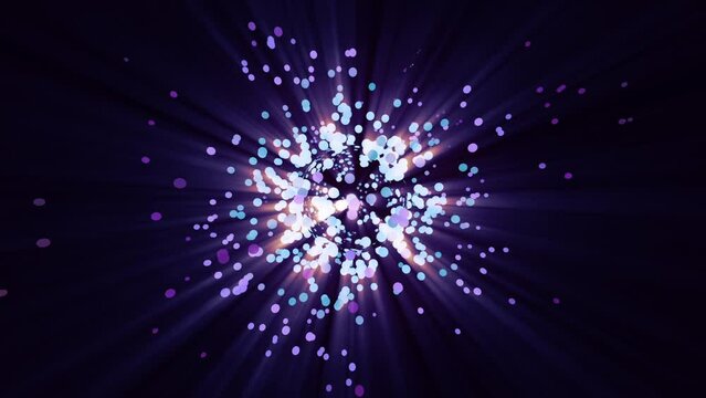 looped 3d animation the glow of nanowire particles bombarding the molecular structure