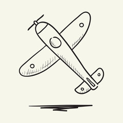 Flying airplane sketch icon. Hand drawn vector illustration.