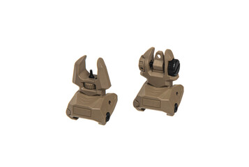 Modern folding mechanical sights for weapons. Device for conducting sighting short distances. Isolate on a white back.