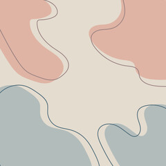 Colorful Pastel Abstract Background with Lines and Shapes drawn by hand. Square minimalistic design template with copy space. Hand drawn various shapes and doodle objects. Modern trendy vector 