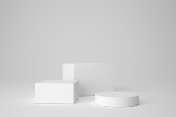 Background 3d render scene with podium, minimal product display mock up scene and geometric shape object. 3d render