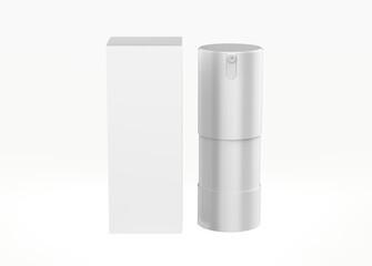 15ml Frosted Glass Airless Bottle Mockup isolated on white background. 3d illustration