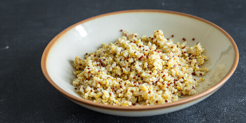bulgur quinoa porridge cereal mix fresh healthy meal food diet snack on the table copy space food background 
