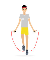Man jumping rope. Illustration isolated on a white background