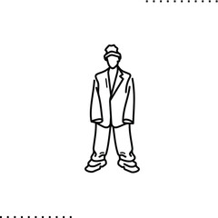 oversize fashion, trend look for men, vector isolated on white