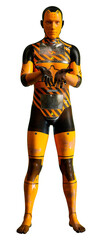 3D Rendering Male Robot on White