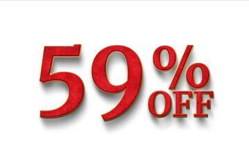 Discount 59 percent off. 3D illustration on white background.