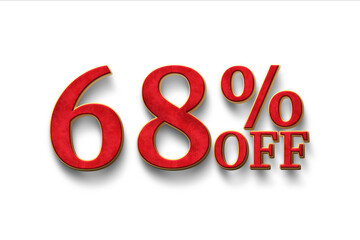 Discount 68 percent off. 3D illustration on white background.