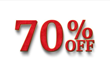 Discount 70 percent off. 3D illustration on white background.