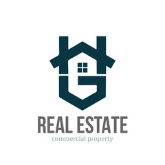 Letter HG real estate logo design