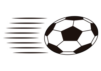 Balón de fútbol pateado en fondo blanco. 