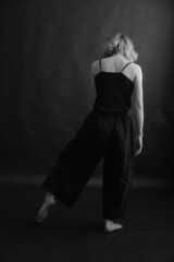 studio black and white portrait of beautiful girl
