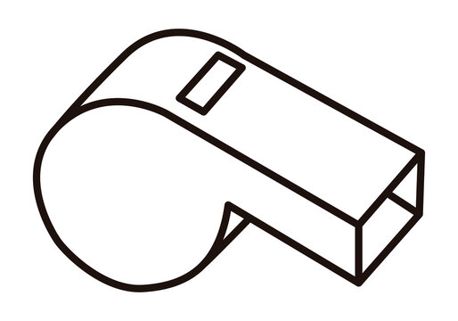 Icono negro de pito de &aacute;rbitro en fondo blanco.