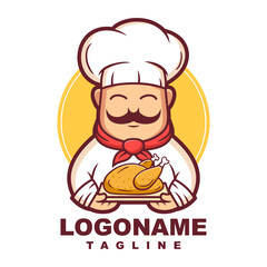 Cartoon Male chef logo template, cartoon chef logo