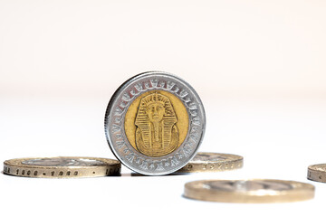 Close-up of an Egyptian one pound coin