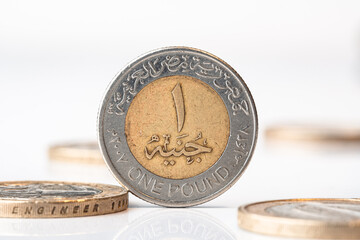 Close-up of an Egyptian one pound coin