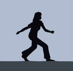 Fototapeta na wymiar Vector image of a woman walking fast