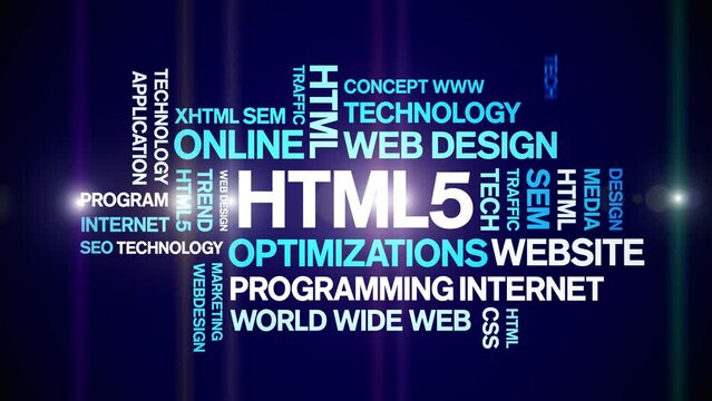 HTML5 animated tag word cloud;text design animation kinetic typography seamless loop.